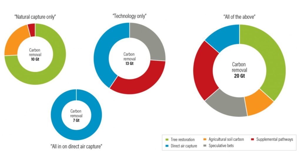 Graphics of carbon removal deployment scenarios.